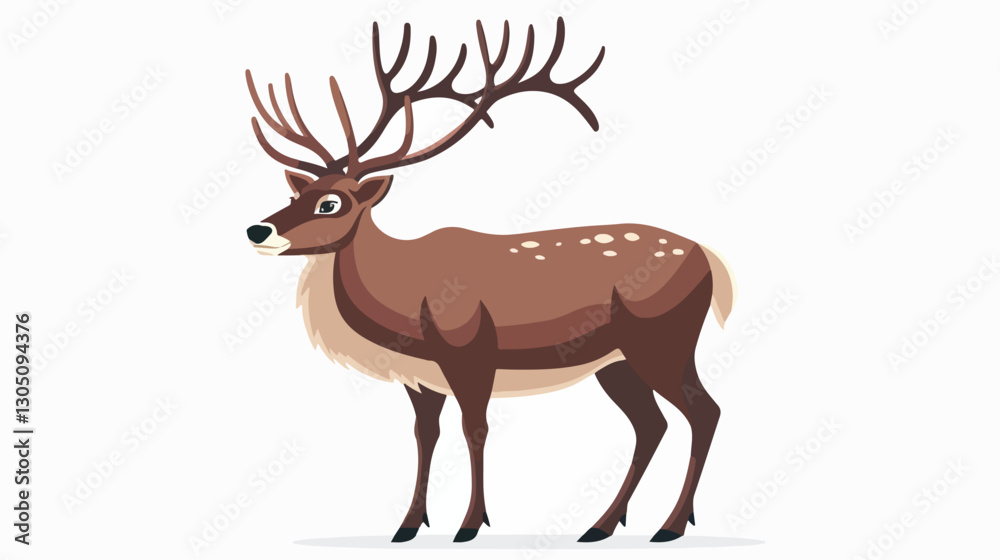 Fototapeta premium Elegant Reindeer Icon on White Background - Vector Illustration for Winter Holiday Designs