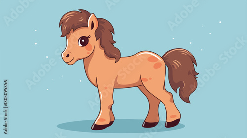 Professional Tiny Small Wild Horse Animal Isolated on Colored Background Image