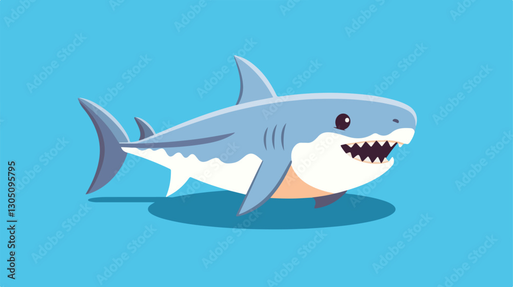 Fototapeta premium Adorable Tiny Small Shark - Isolated Aquatic Animal Illustration for Designs