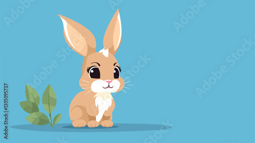 Adorable Tiny Small Wild Rabbit Isolated on Colored Background EPS Vector Illustration