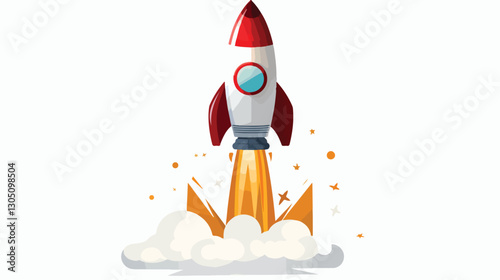 Professional Vector Illustration of Rocket Launching in Clean White Background