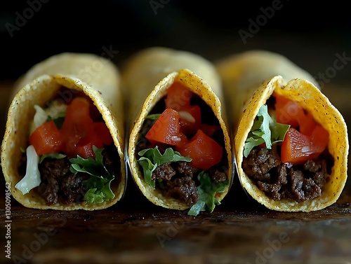 Delicious Beef Tacos on Wooden Board