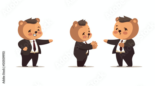 Professional Teddy Bear in Black Suit Giving Heartfelt Hug - Emotional Toy Illustration