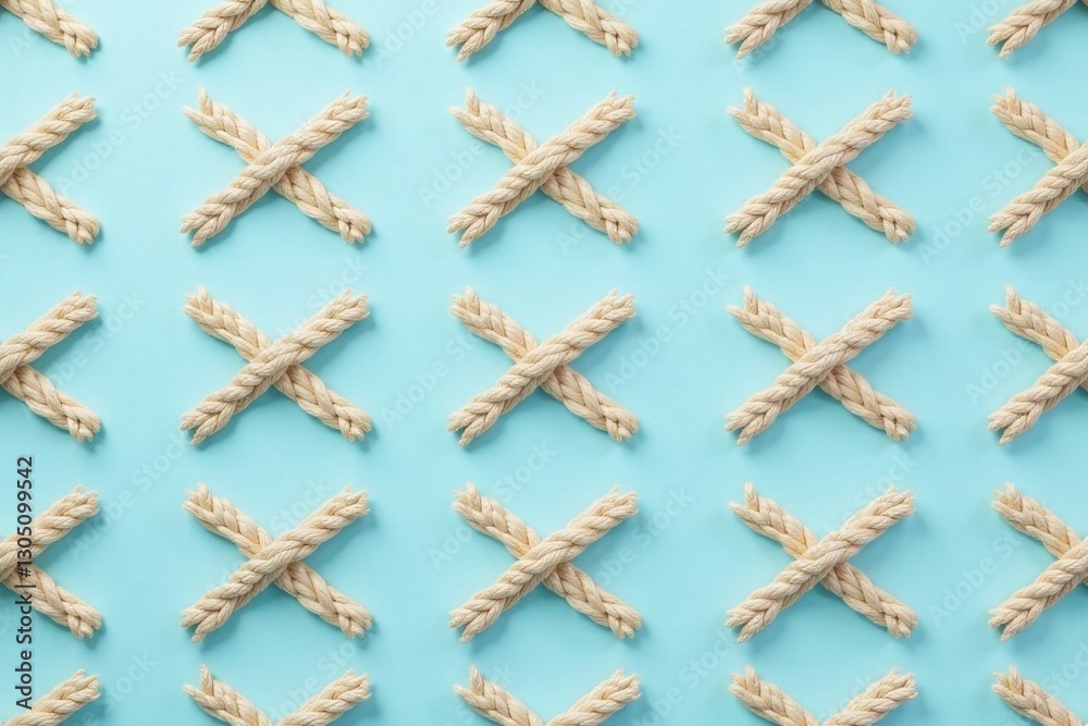 Nautical Rope Cross Pattern A Textured Background of Intertwined Twines on a Light Blue Surface Nautical Rope Cross Pattern A Textured Background of Intertwined Twines on a Light Blue Surface