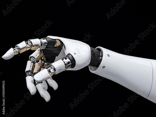 Advanced robotic hand with intricate mechanisms showcasing motion and dexterity against a minimalistic background