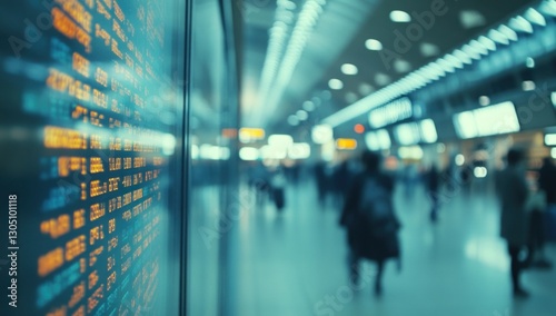 Departure Board in a Busy Train Station