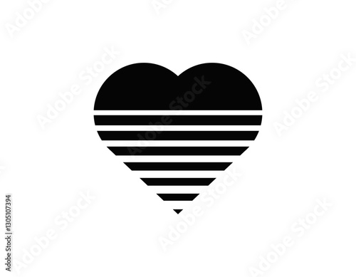 A retro heart design with bold stripes, capturing the vibrant and nostalgic essence of the eighties.