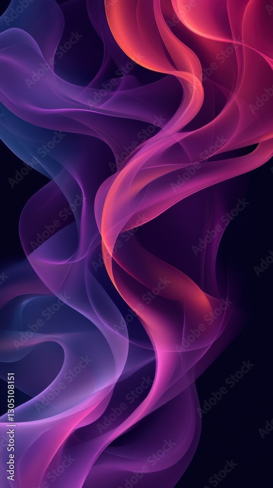 Obraz premium Abstract flowing gradient waves with vibrant purple and pink hues on dark background artistic and modern design for creative projects