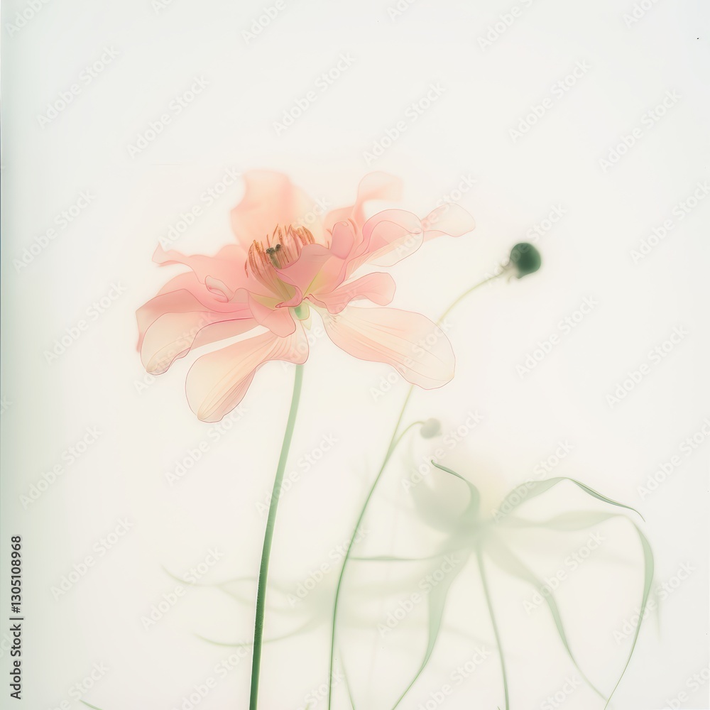 Delicate pink flower with soft shadows