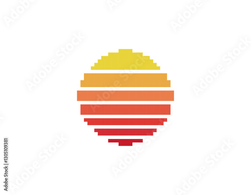 Enjoy a striking retro sun design, capturing the vibrant style of the eighties and nineties with bold geometric layers.