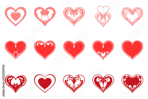 Antique Heart Shape Icon Set