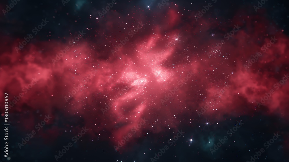 Fototapeta premium Vibrant cosmic nebula with swirling pink hues