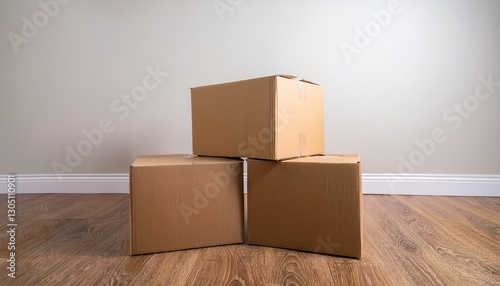 Cardboard moving boxes in new house, housing market, homes, packing, home