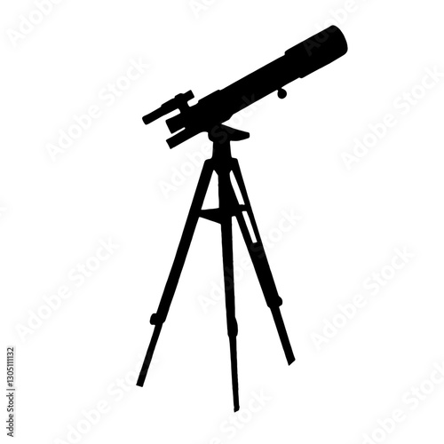 Silhouette of a Telescope on a Tripod – Symbolizing the Power of Observation, Exploration, and Discovery in Astronomy, Studying the Stars and Beyond, Focusing on the Universe

