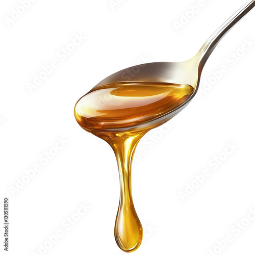 Wallpaper Mural A silver spoon filled with honey dripping isolated on transparent background. Torontodigital.ca