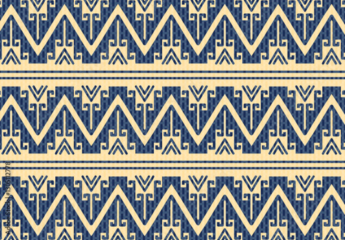 Fondo textil mexicano con greca azul sobre color beige, Oaxaca