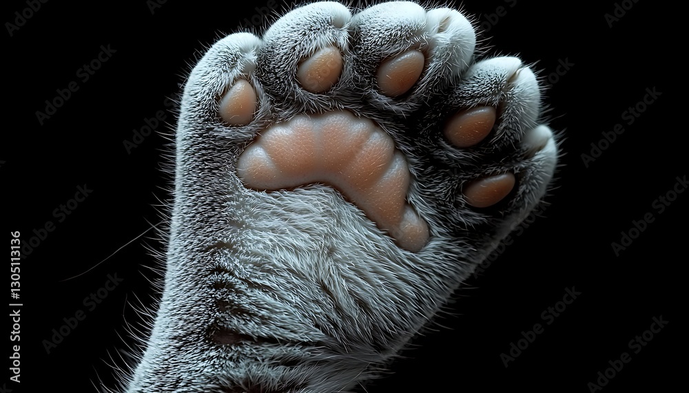 Obraz premium Cat paw, close-up, dark background