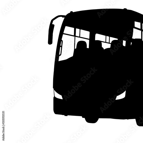 Silhouette of a Bus Viewed from the Front with Visible Window and Headlights, Representing Urban Transport, Daily Commutes, and the Essential Role of Buses in Public Transportation Networks.

