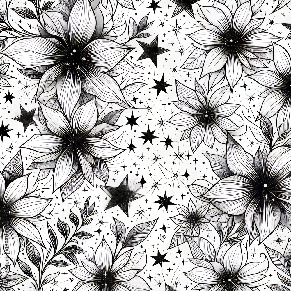 custom made wallpaper toronto digitalStars meet petals in this design where lightly inked flowers are