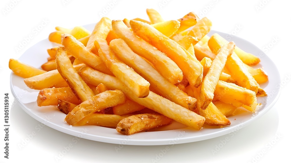 Delicious Golden French Fries on a White Plate Delicious Golden French Fries on a White Plate