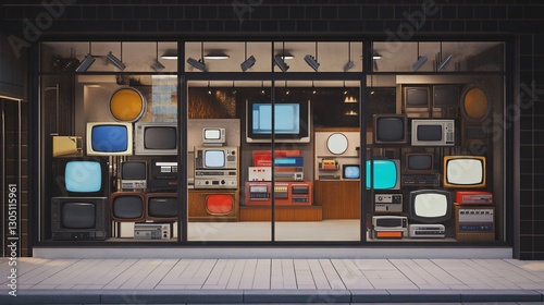 Retro Television Shop Window Display A Blast from the Past