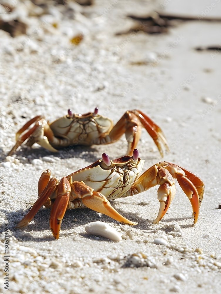 Beach Shore Two Crabs Coastal Sea Animal Marine Maritime Life Beach Shore Two Crabs Coastal Sea Animal Marine Maritime Life