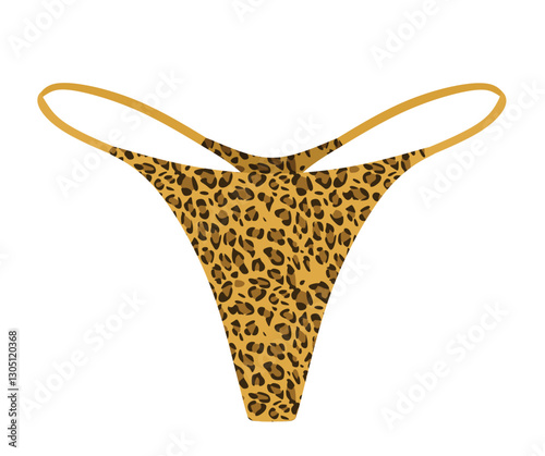 Woman thong leopard print. vector illustration