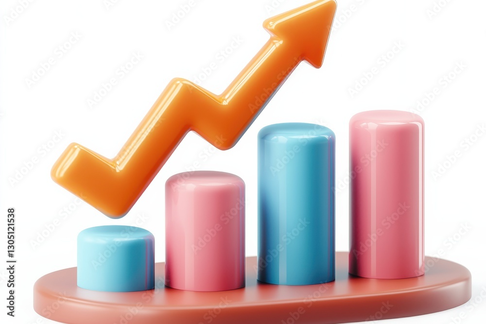 A colorful bar graph with an upward arrow, symbolizing growth and positive trends in data representation. A colorful bar graph with an upward arrow, symbolizing growth and positive trends in data representation.