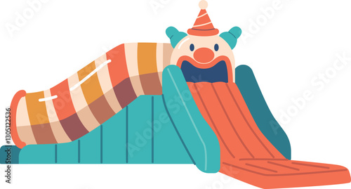 Inflatable slide clown shape vector illustration