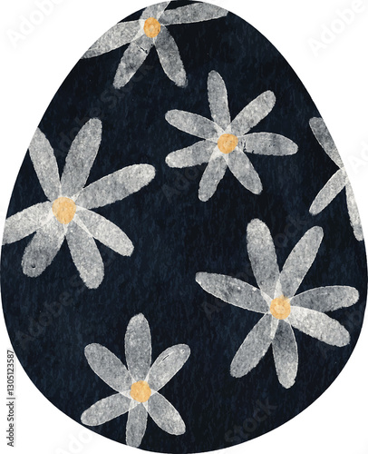 Fototapeta Naklejka Na Ścianę i Meble -  easter egg with flowers watercolor illustration