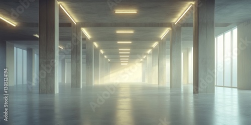 Empty Modern Concrete Office Space