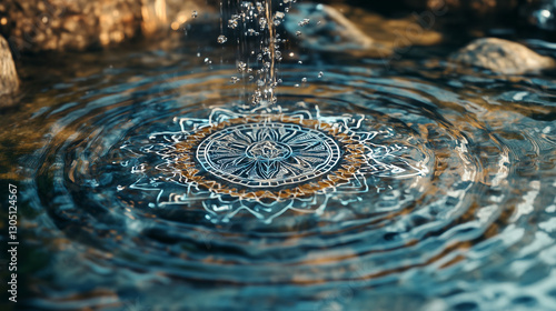The sound vibrations of a mantra forming geometric patterns in water photo