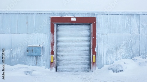 Frozen Loading Dock Arctic Building Exterior in Winter