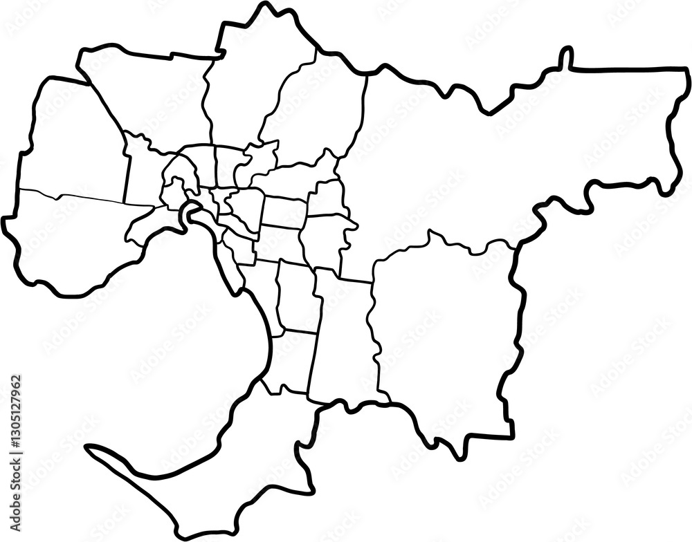 freehand drawing of Melbourne city map.