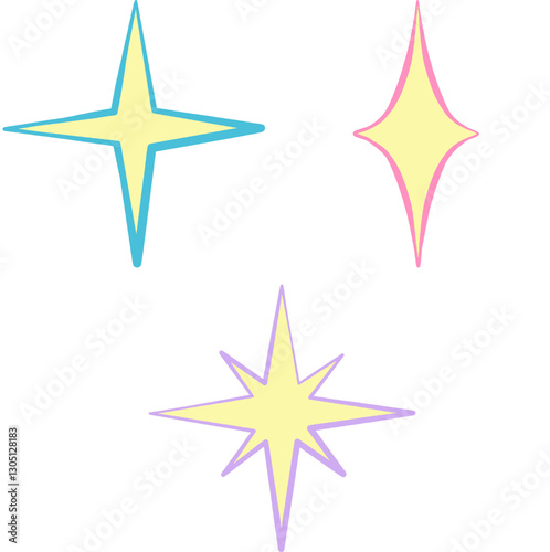 hand drawn star sparkle shapes outline abstract shine effect vector sign retro futuristic bright vector icons collection glowing light effect twinkle templates stars and bursts shiny flash