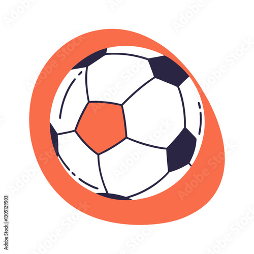 Stylized soccer ball illustration on orange background, sports concept