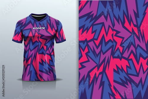 Sport jersey template sharp line mockup texture grunge rustic abstract vector design for football soccer, racing, running, e sports, blue purple pink color