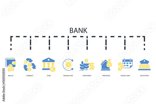 Bank icon set.vector.Editable stroke.linear style sign for use web design,logo.Symbol illustration.