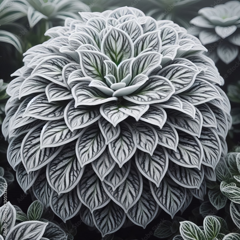 Variant Feature Variegated foliage frosted appearance