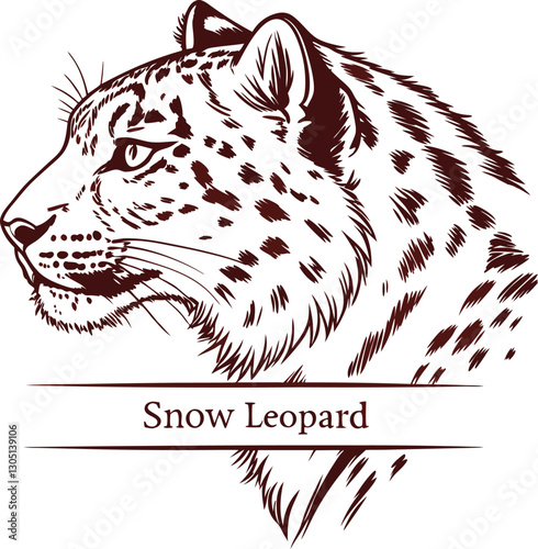Vintage piercing eyes of snow Leopard Illustration.Generative AI.