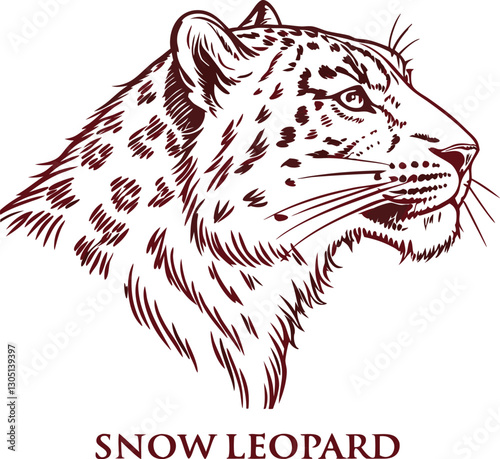 Vintage piercing eyes of snow Leopard Illustration.Generative AI.