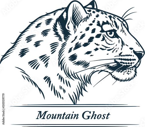 Vintage piercing eyes of snow Leopard Illustration.Generative AI.