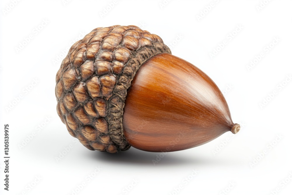 Close up of Single Brown Acorn Nut Isolated on White Background Autumn Nature Detail Close up of Single Brown Acorn Nut Isolated on White Background Autumn Nature Detail