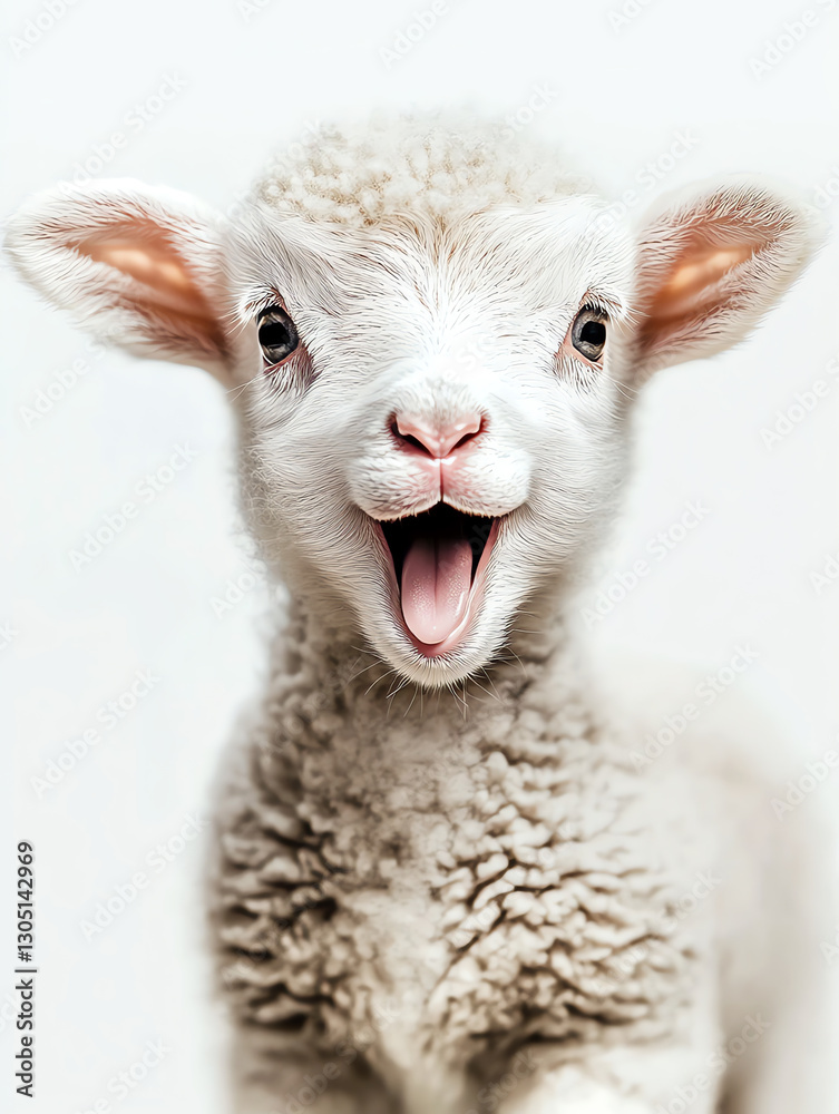Fototapeta premium cute lamb, AI generated image