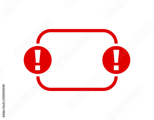 A red warning sign with exclamation marks enclosed in a rectangular framework, signaling caution and alertness. perfect for safety and hazard communications.