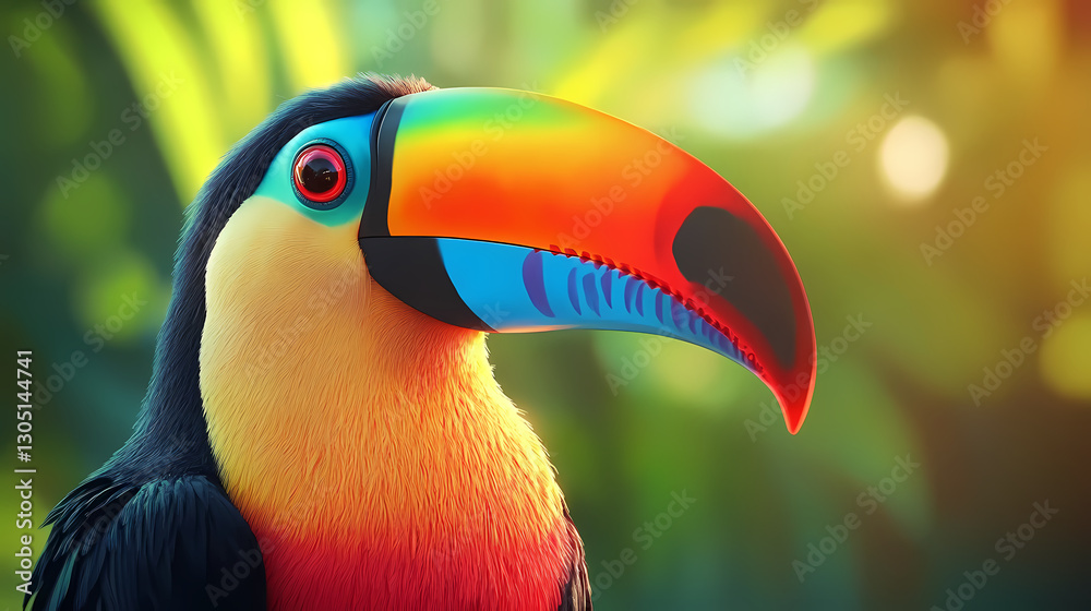 Fototapeta premium Colorful Toucan in Tropical Rainforest