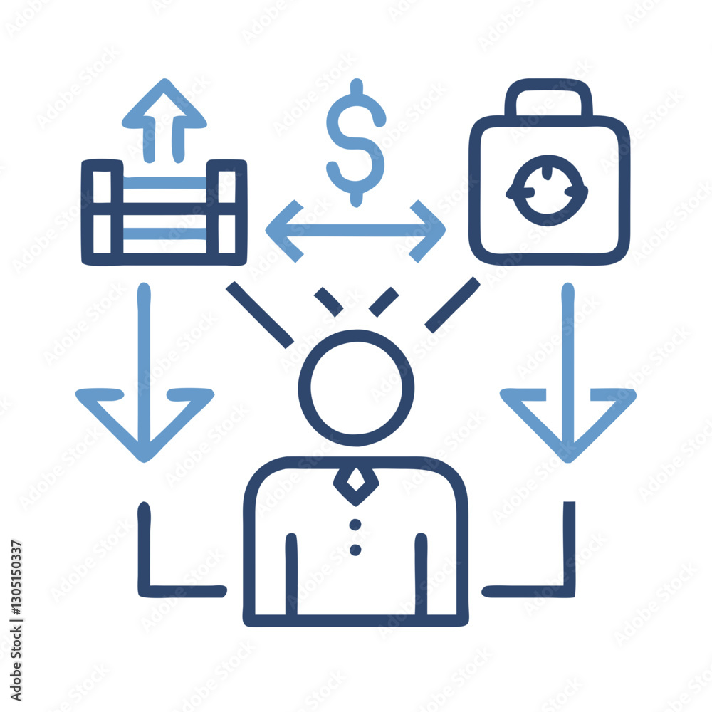 Health Care Icon World Health Day Reducing work stress icon, blue line art illustration Health Care Icon World Health Day Reducing work stress icon, blue line art illustration