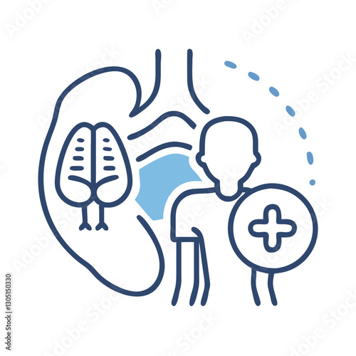 Health Care Icon World Health Day Organ donation icon, blue line art illustration