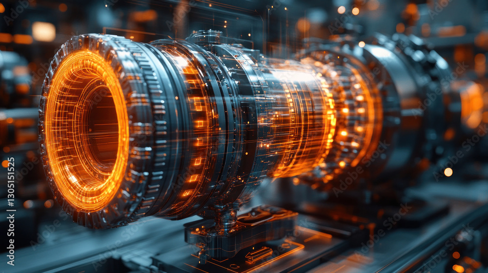 Mechanical engineering design specialists refining AI-powered precision machinery, optimizing real-time CAD simulation workflows
