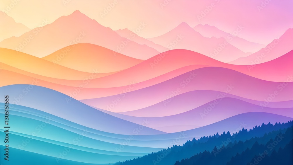 Pastel Mountain Range Landscape Pastel Mountain Range Landscape